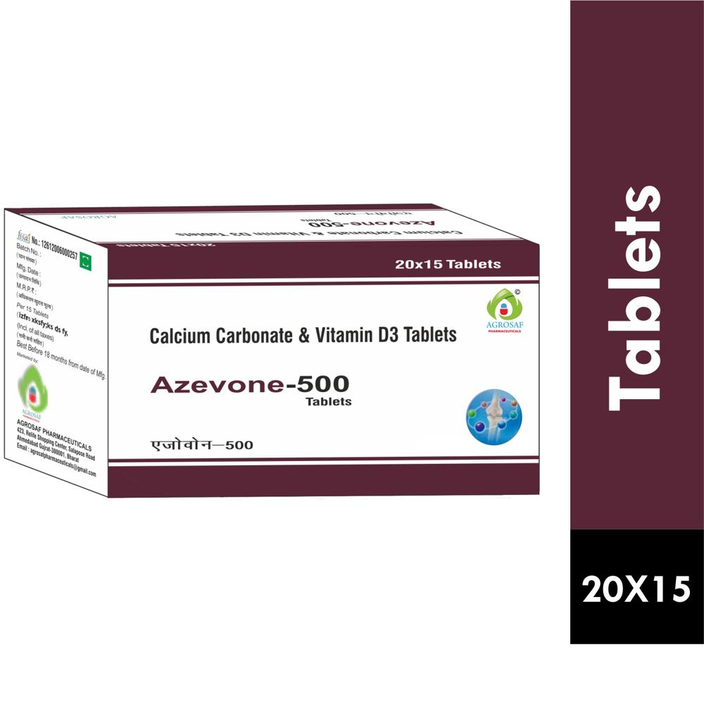 AZEVONE 500 TABLET - Calcium Carbonate From An Organic Source(oyster Shell) Eq. To Elemental Calcium 500mg + Vitamin D3 Ip 250 Iu
