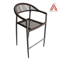 Modern Rope Woven Bar Chair with Armrest  Outdoor & Indoor Caf/Patio Chair with Metal Frame