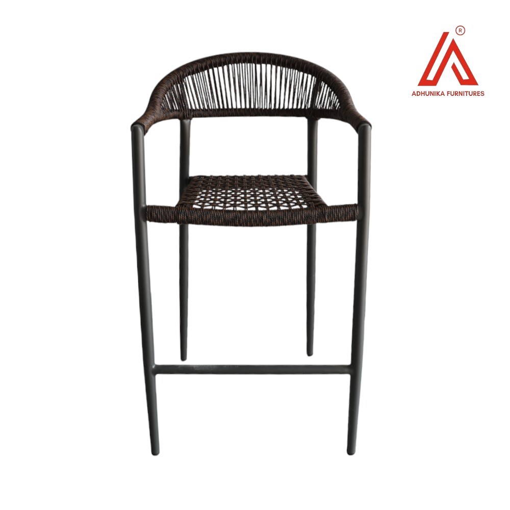 Modern Rope Woven Bar Chair with Armrest  Outdoor & Indoor Caf/Patio Chair with Metal Frame