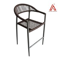 Modern Rope Woven Bar Chair with Armrest  Outdoor & Indoor Caf/Patio Chair with Metal Frame