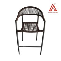 Modern Rope Woven Bar Chair with Armrest  Outdoor & Indoor Caf/Patio Chair with Metal Frame