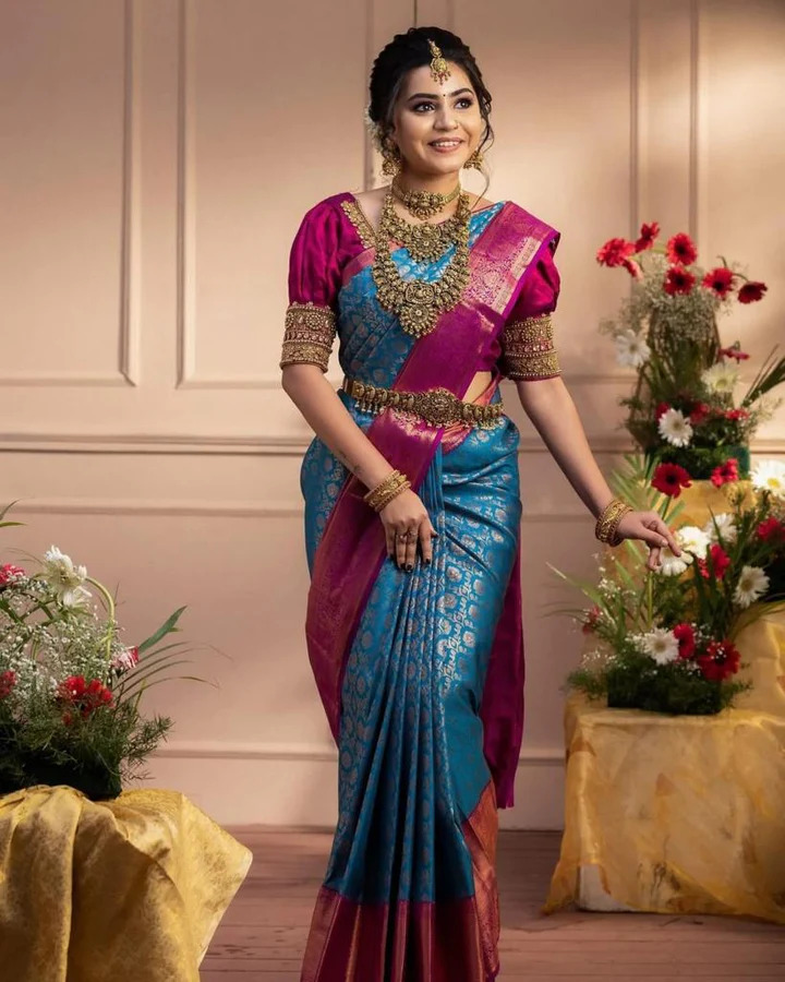 Silk Saree adorned with beautiful Zari work