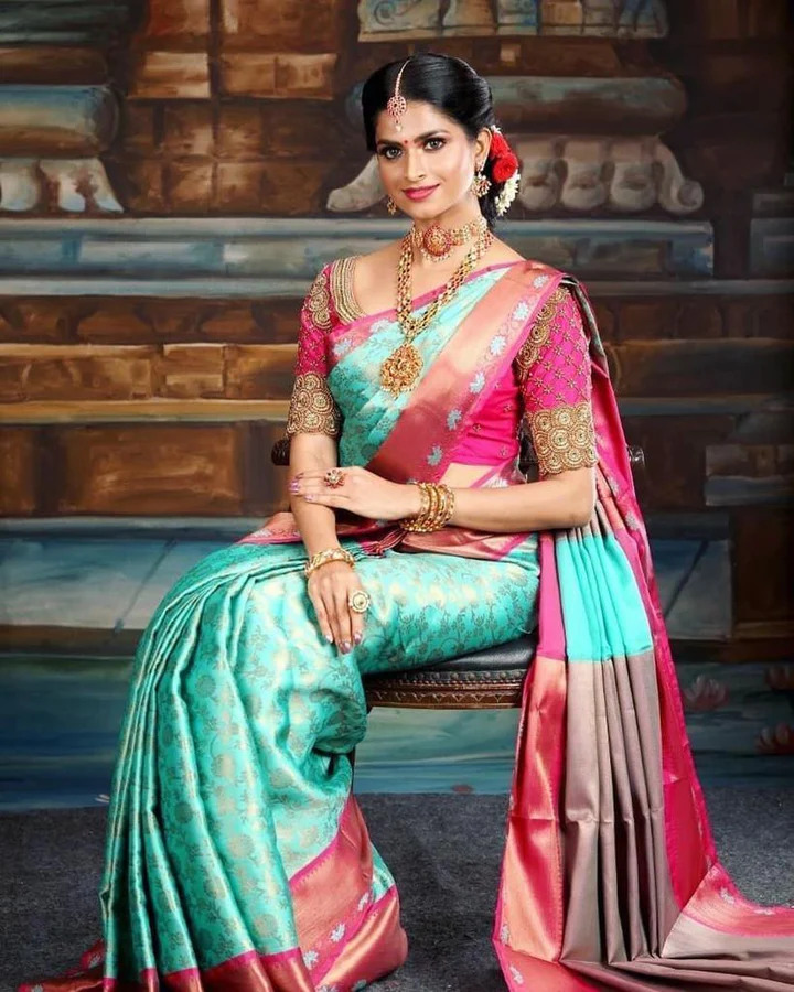 Silk Saree adorned with beautiful Zari work