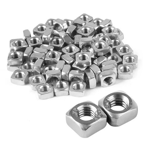 Square Nut - Stainless Steel, Size 3mm To 12mm, Silver, Robust Design With Fine Surface Finish, Durability Compliant With Din 557 Grade 4.6