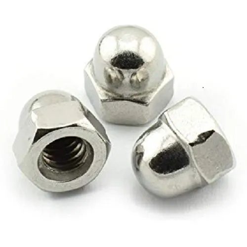 Stainless Steel Dome Nuts - Ss202, Ss304, Ss316, 3 Mm Size | Silver Color, Suitable For Furniture And Engineering Industry
