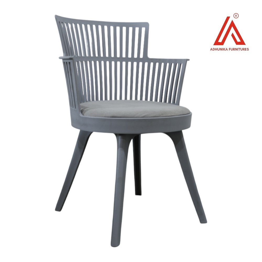 Modern Plastic Armchair with Cushion a   Durable Indoor/Outdoor CafAC Chair for Dining, Office & Garden Use