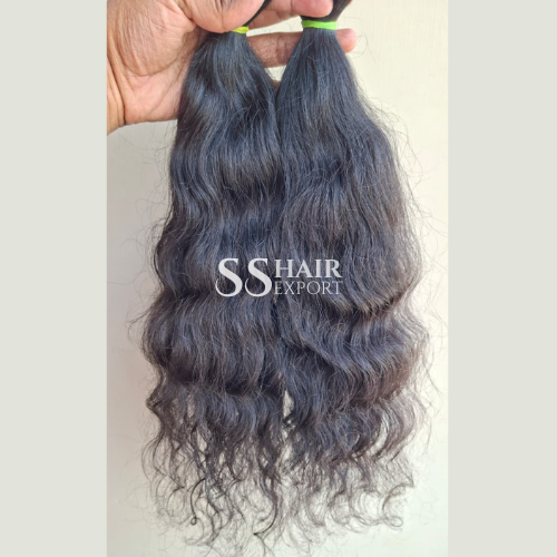 Indian Human Hair Raw Weft Wavy Hair Extensions Bundle, Size: 12-30Inches