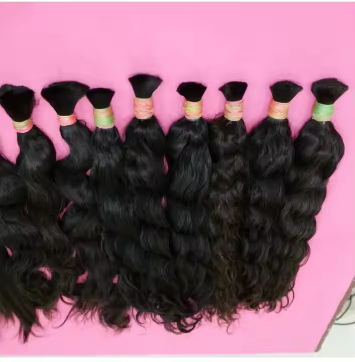 Indian Bulk Human Hair Braiding Natural Black Weaving  22inch