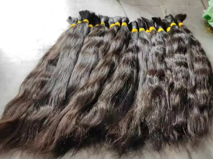 100% Cuticle Aligned Temple Remy Natural Color Bulk Hair Bundles Virgin Hair Extension