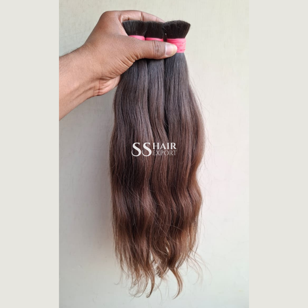 18inch Virgin Bulk Human Hair Indian Natural Light Brown Hair For Wigs & Hair Extension