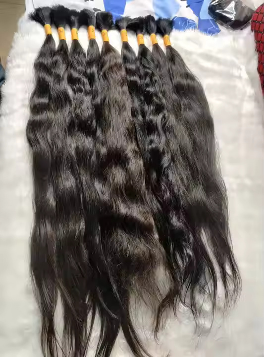 100% Cuticle Aligned Temple Remy Natural Color Bulk Hair Bundles Virgin Hair Extension