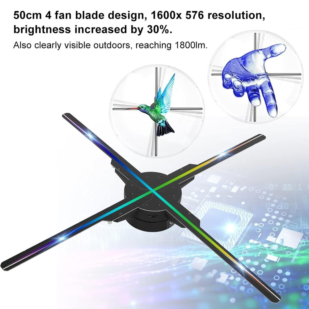 50cm 4-Blade 3D Holographic Display Fan