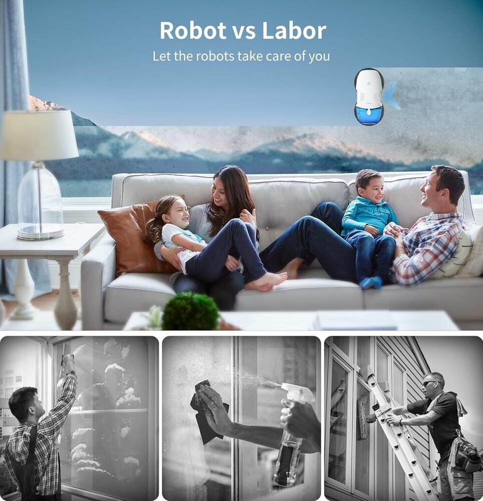 Automatic Ai Glass Cleaner Robot - Color: White