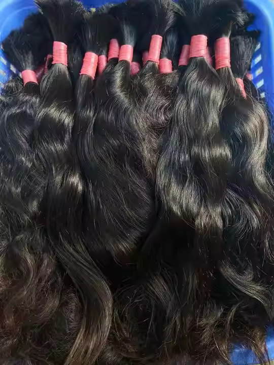 South Indian Temple Remy Natural Black Color Bulk Hair Bundles for Weft