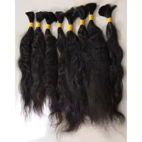 South Indian Temple Remy Natural Black Color Bulk Hair Bundles for Weft