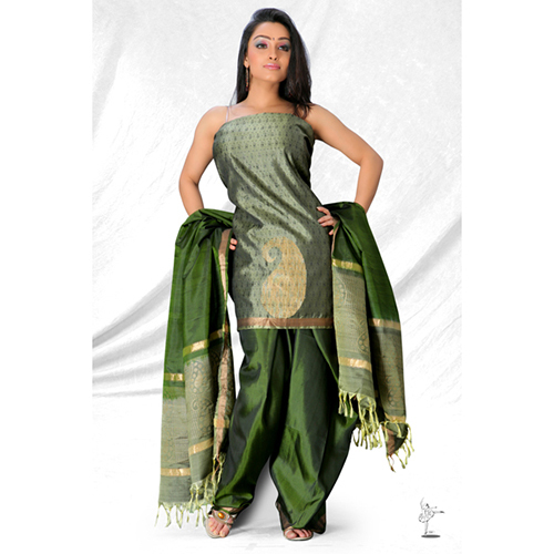 Silk Blend Self Design Salwar Suit - Color: Different Available