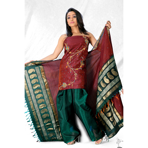 Cotton Silk Jacquard Salwar Suit