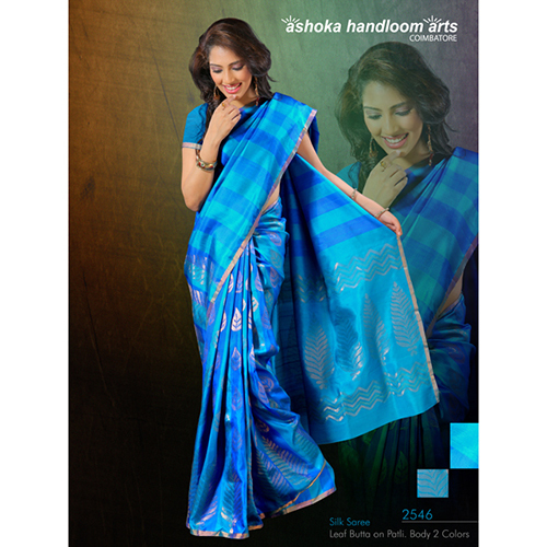 2546 Leaf Butta On Botli Silk Saree