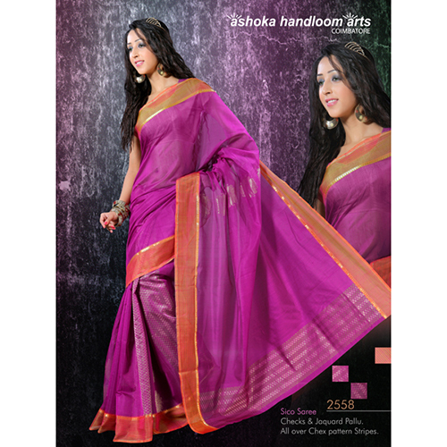 2558 Check And Jaquard Sico Saree