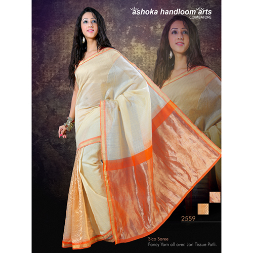 2559 Fancy Jari Tissue Potli Sico Saree