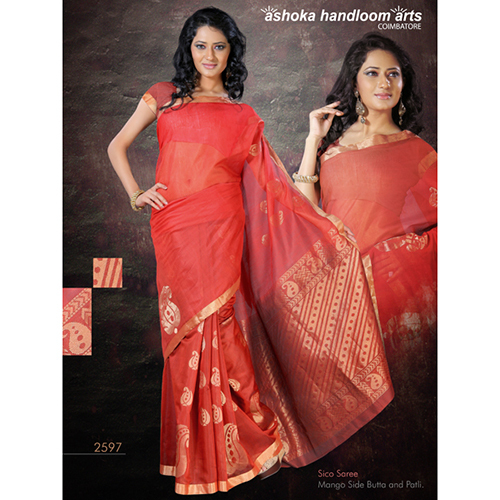 2597 Mango Side Butta And Potli Sico Saree