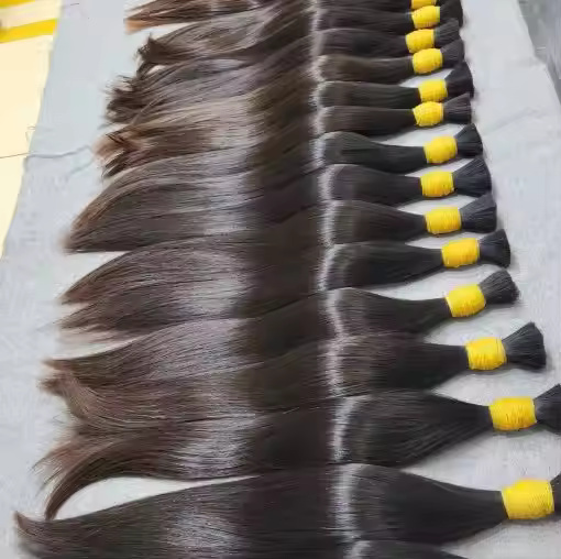 Straight Bulk Hair Indian Human Hair Braiding Weaving Light Brown