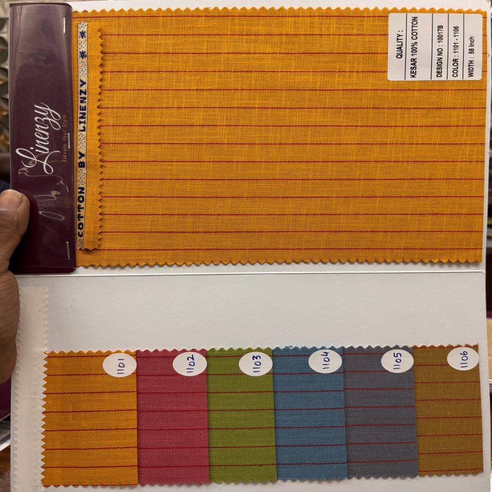 Kesar Linen Cotton Stripe Fabric Width 58