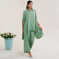 Green Embroidered Collar Kurta Set