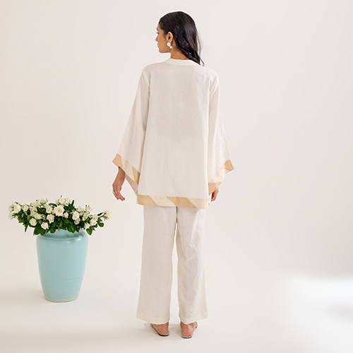 Ivory Linen Hand Embroidery Co-Ord Set