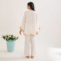 Ivory Linen Hand Embroidery Co-Ord Set