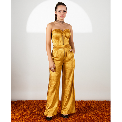 Velvet Corset And Bootleg Pants Set