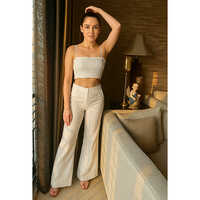 Fancy Shimmer Fabric Tube Top And Bootleg Pants - Color: Different Available