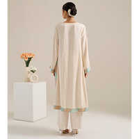 Ivory Satin Hand Embroidery Kurta Set