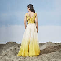 Yellow Organza Lehenga Skirt With Blouse