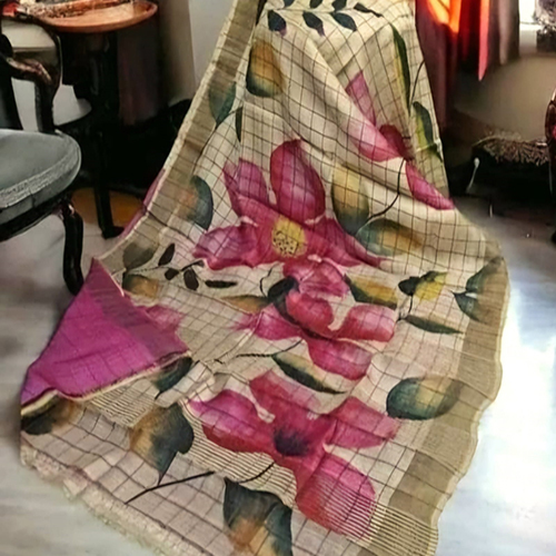 Check Zori Pure Deshi Bengal Tusser Silk Saree
