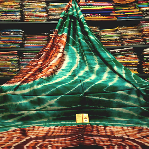 Without Zori Bordered pure Deshi Bengal Tusser Silk Hand Shivori Tye Dye Saree