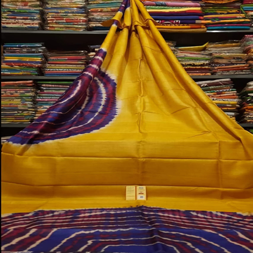 Without Zori Bordered Pure Deshi Bengal Tusser Silk Hand Shivori Tye Dye Saree-01