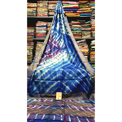 Zori Bordered Pure Deshi Bengal Tusser Silk Hand Shivori Tye Dye Saree-01