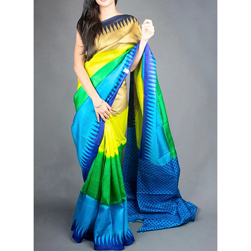 Hand Block Printed Pure Mulberry Murshidabad Silk Saree