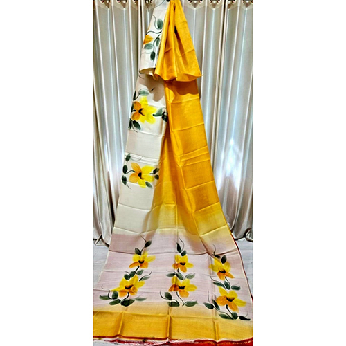 Hand Painted Premium Quality Pure Mulberry Murshidabad Silk Saree
