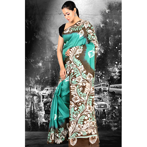 Hand Painted Wax Batik Pure Mulberry Silk Saree