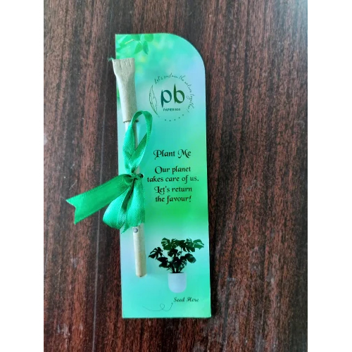 Eco-Friendly Recycled Paper Pen With Custom Brand Printed Card - Color: White