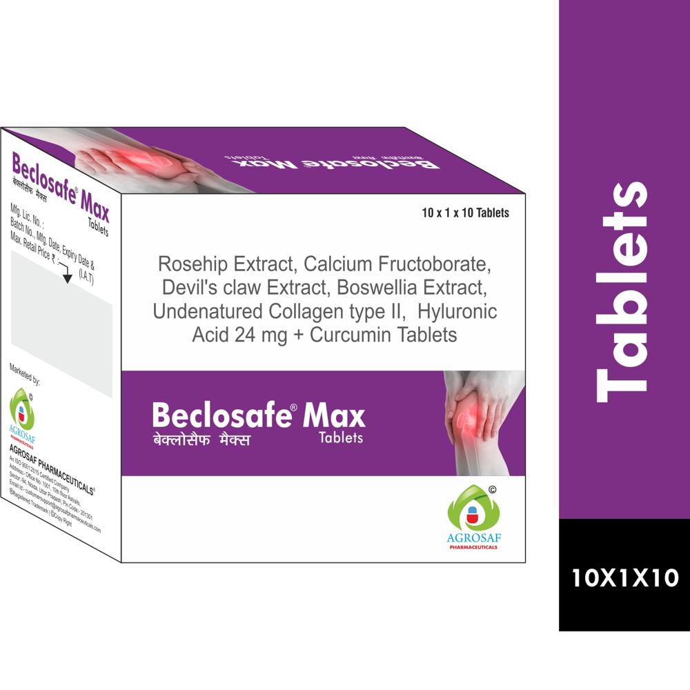 BECLOSAFE MAX TABLET - Rosehip Extract, Calcium Fructoborate, Devil's Claw Extract, Boswellia Extract, Undenatured Collagen Type Ii, Hyaluronic Acid, Curcumin Tablet