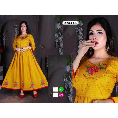 Party Wear Kurti - Color: Yellow