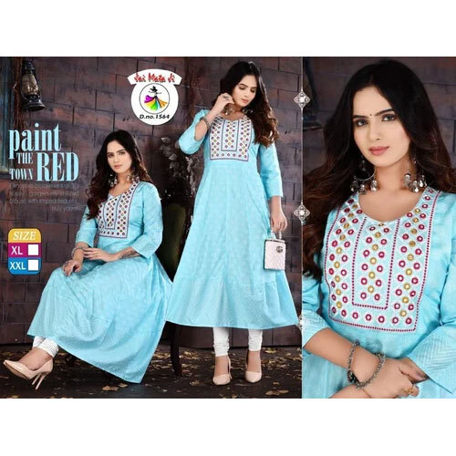 Floor Length Anarkali Suits - Color: Sky Blue