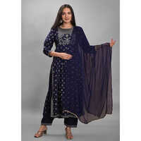 Designer Kurti Pant Suit - Color: Blue