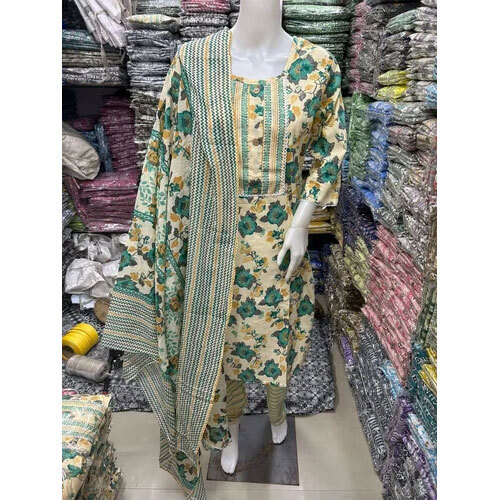 Womens Kurti Pant Dupatta - Design: Plain