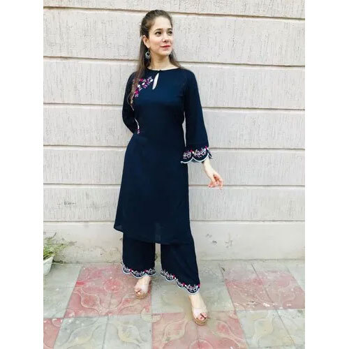 Designer Kurti Pant Sets - Color: Blue