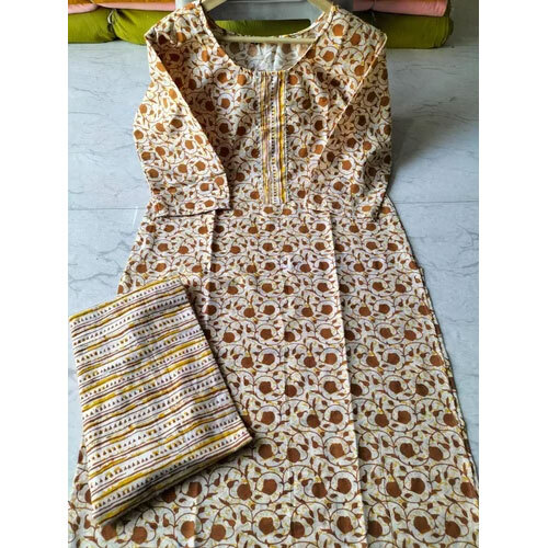 Cotton Kurti Pant Set - Color: Brown