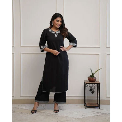 Designer Kurti Pant Sets - Color: Black